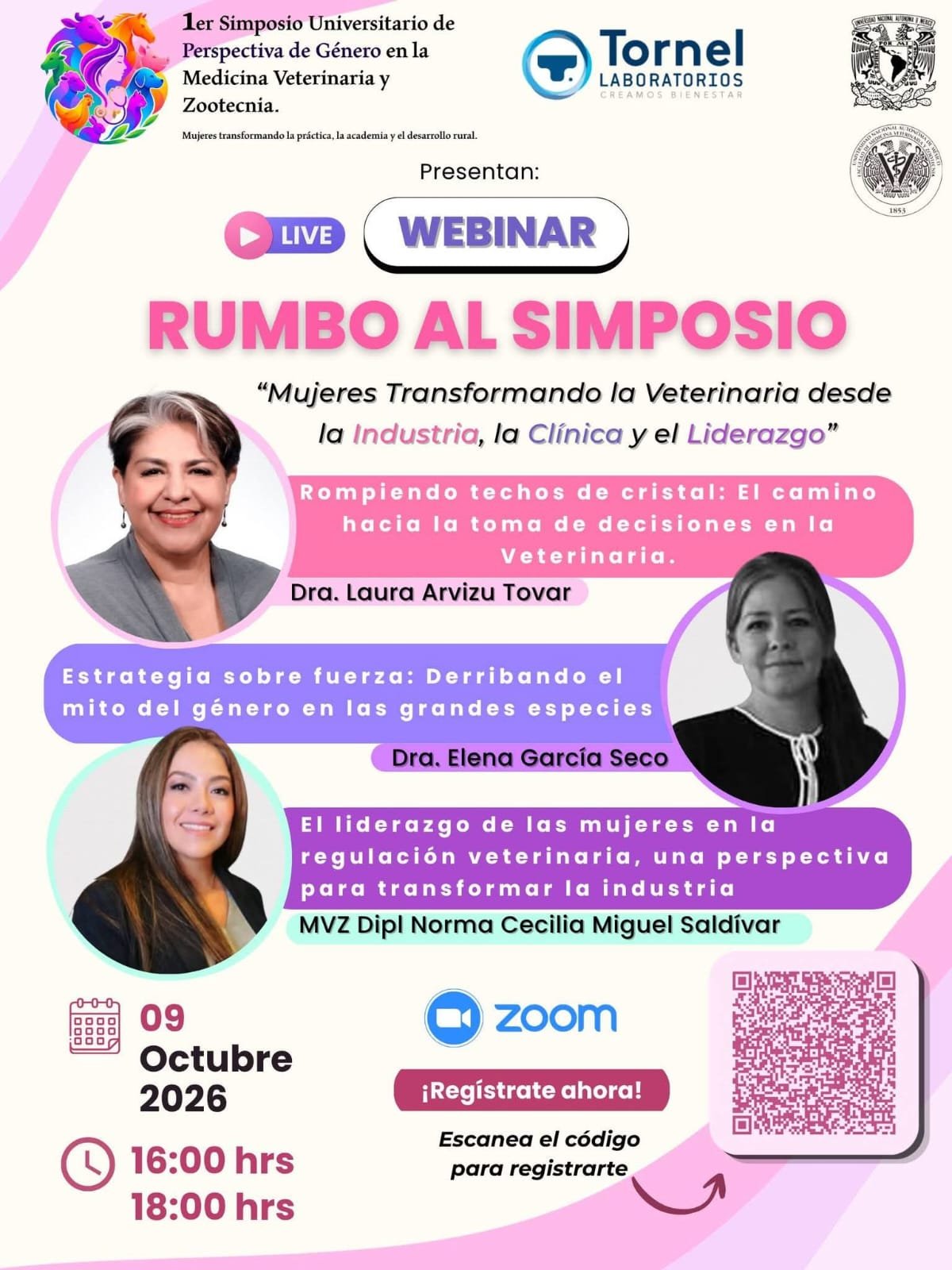 Póster del Webinar Pre-Simposio de Perspectiva de Género en Medicina Veterinaria y Zootecnia
